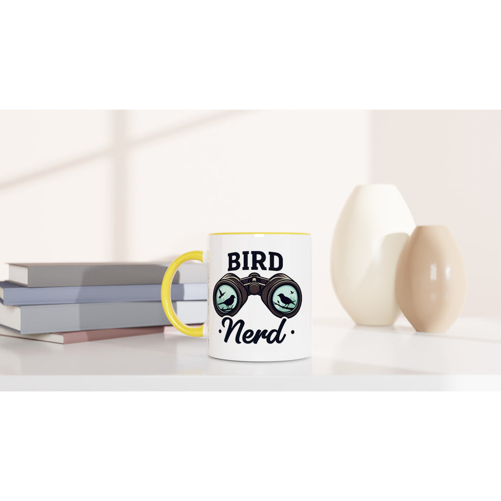 Bird Nerd - White 11oz Ceramic Mug with Colour Inside Colour 11oz Mug animal Globally Fulfilled