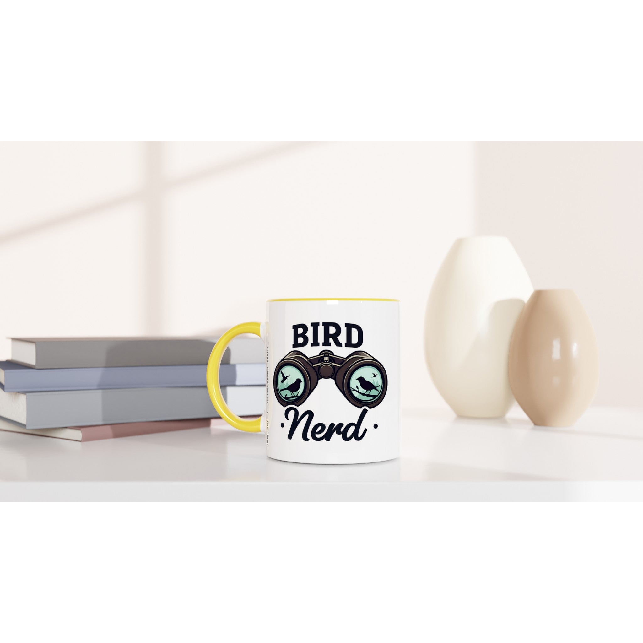 Bird Nerd - White 11oz Ceramic Mug with Colour Inside Colour 11oz Mug animal Globally Fulfilled