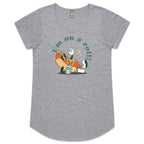 Hotdog, I'm On A Roll - Womens Scoop Neck T-Shirt Grey Marle Womens Scoop Neck T-shirt Food Printed In Australia