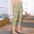 Tropical Flowers On White - Women's High Waist Pocket Capri Yoga Leggings