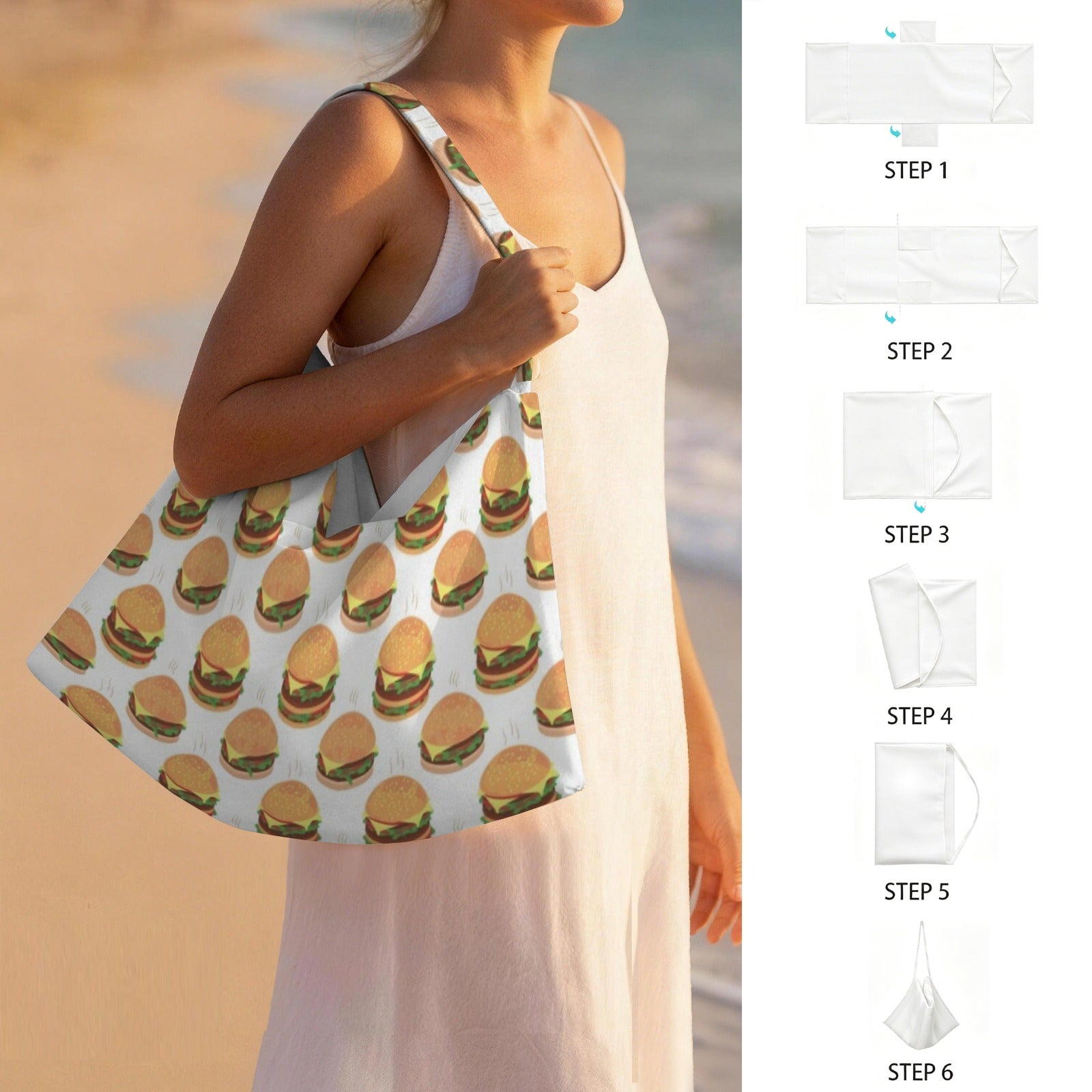 Hamburgers Beach Chair Towel Cover with Side Pockets