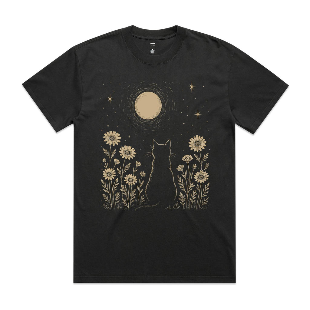 Whimsical Cat And Moon - AS Colour Heavy Faded Tee