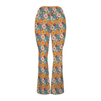 Happy Retro Flowers High Waist Crossover Tummy Control Flare Leggings High Waist Flare Leggings Printed Offshore Retro