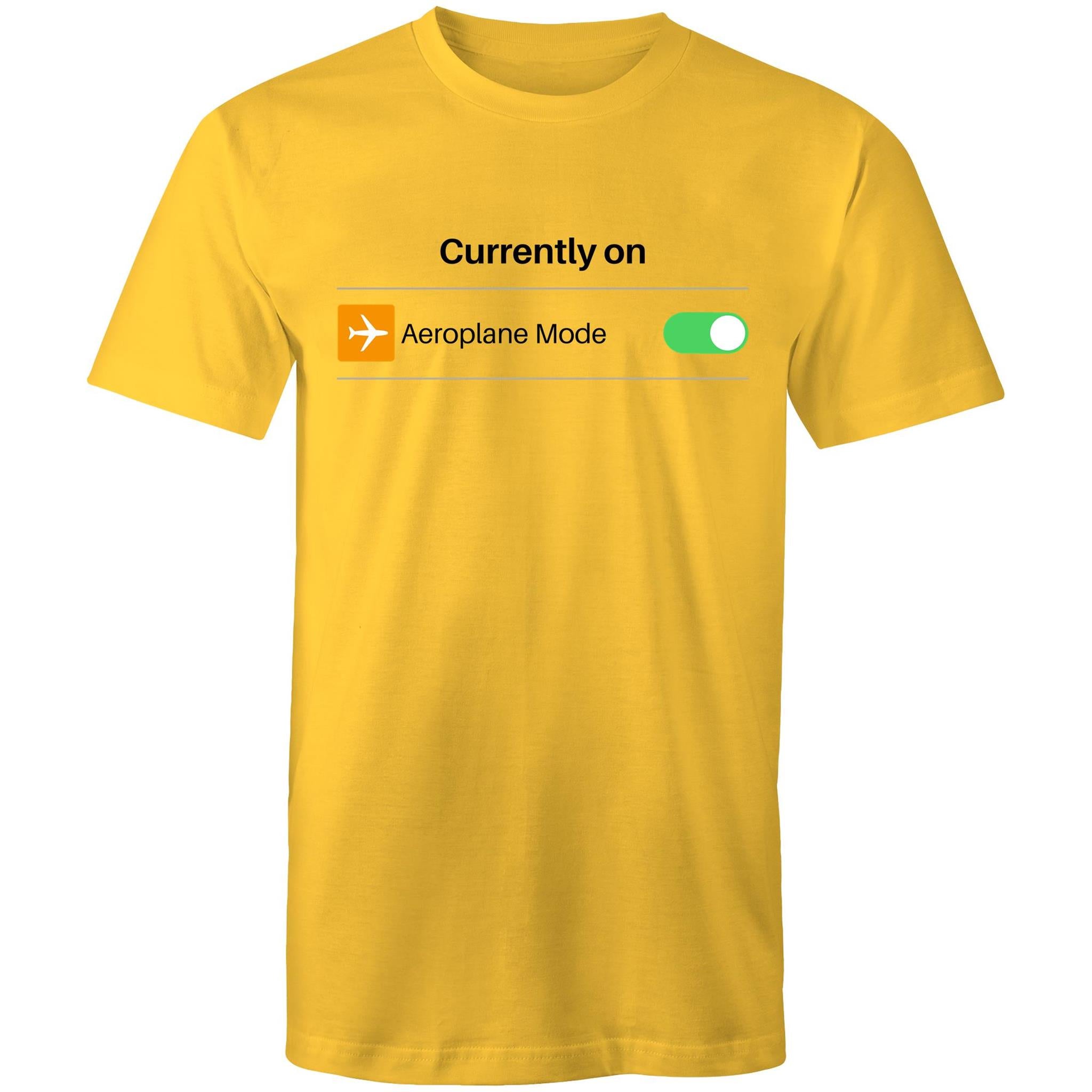Currently On Aeroplane Mode - Mens T-Shirt Yellow Mens T-shirt Printed In Australia Tech