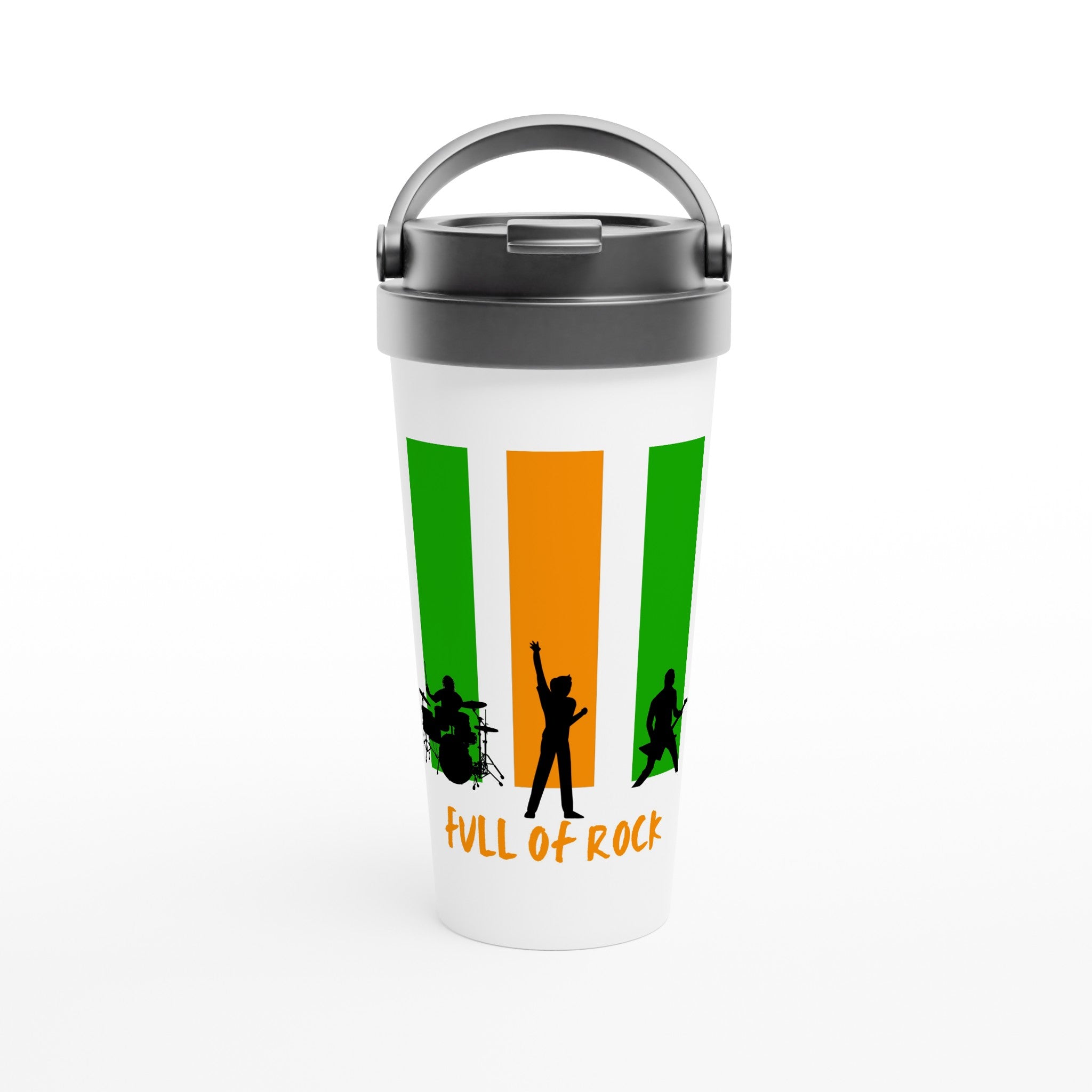 Full Of Rock - White 15oz Stainless Steel Travel Mug Default Title Travel Mug Globally Fulfilled Music