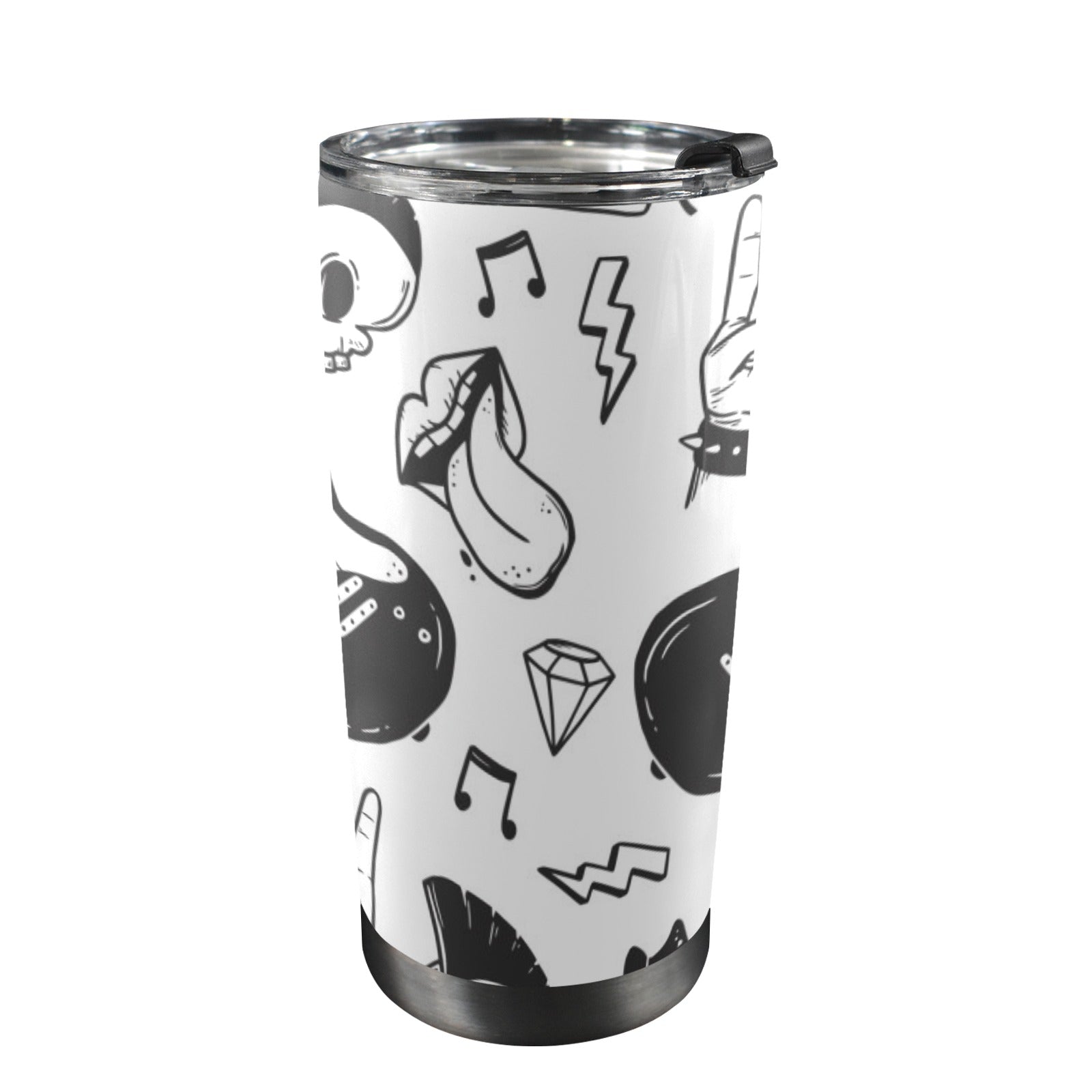 Rock Music - 20oz Mobile Tumbler with Lid (Black Lock) One Size 20oz Travel Mug Music Printed Offshore