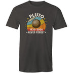 Never Forget Pluto - Mens T-Shirt Charcoal Mens T-shirt Printed In Australia Space