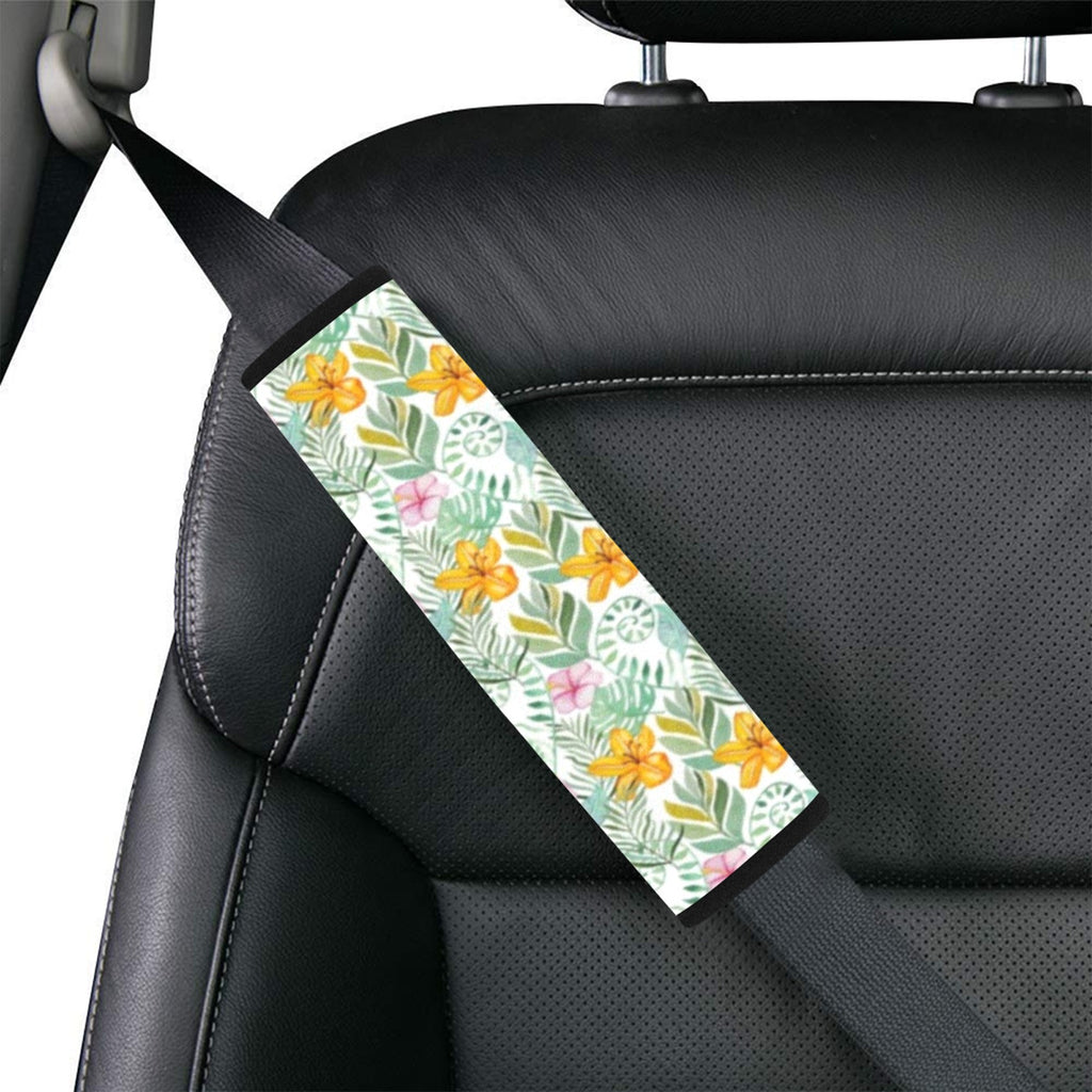 Tropical Flowers And Leaves Car Seat Belt Cover 7''x10'' (Pack of 2) Car Seat Belt Cover 7x10 (Pack of 2) Plants Printed Offshore