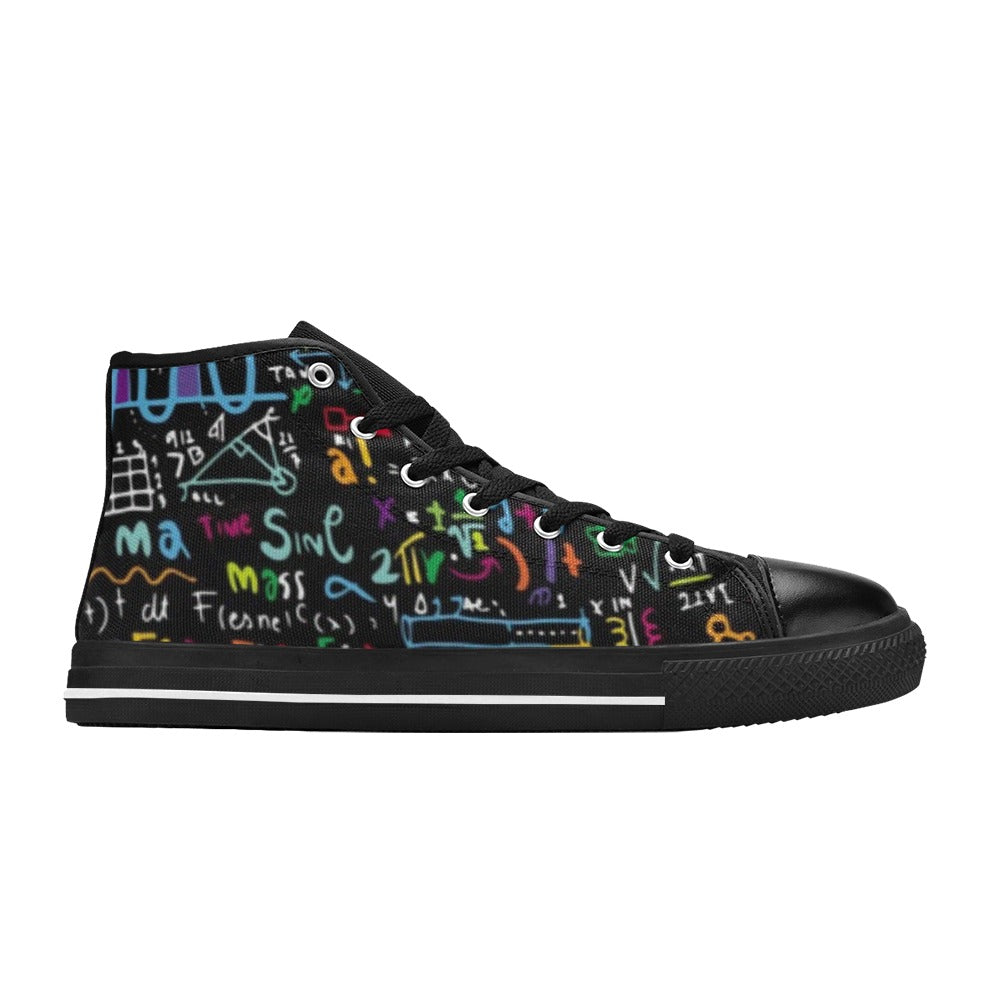 Math Scribbles - Women's High Top Canvas Shoes