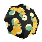 Yellow Flowers And Dots - Semi-Automatic Foldable Umbrella (Model U12) One Size Semi-Automatic Foldable Umbrella (U12)