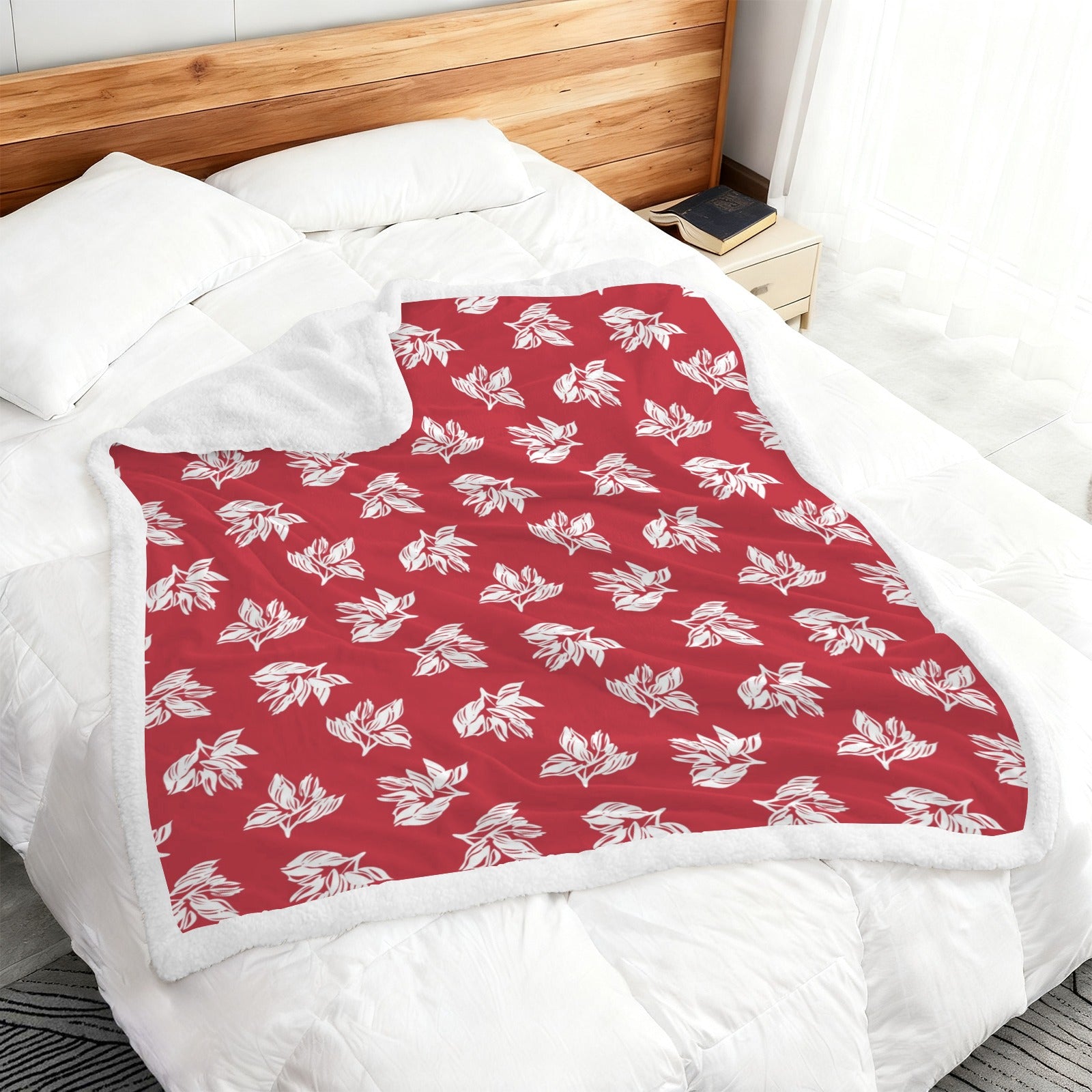 Red Retro Foliage - Double-Layer Fleece Blanket 51"x59"