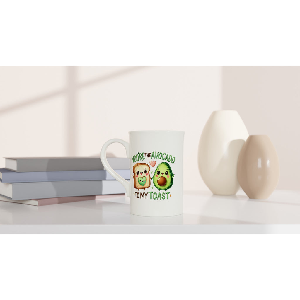 You're The Avocado To My Toast, Valentine - White 10oz Porcelain Slim Mug Porcelain Mug Food Globally Fulfilled Love