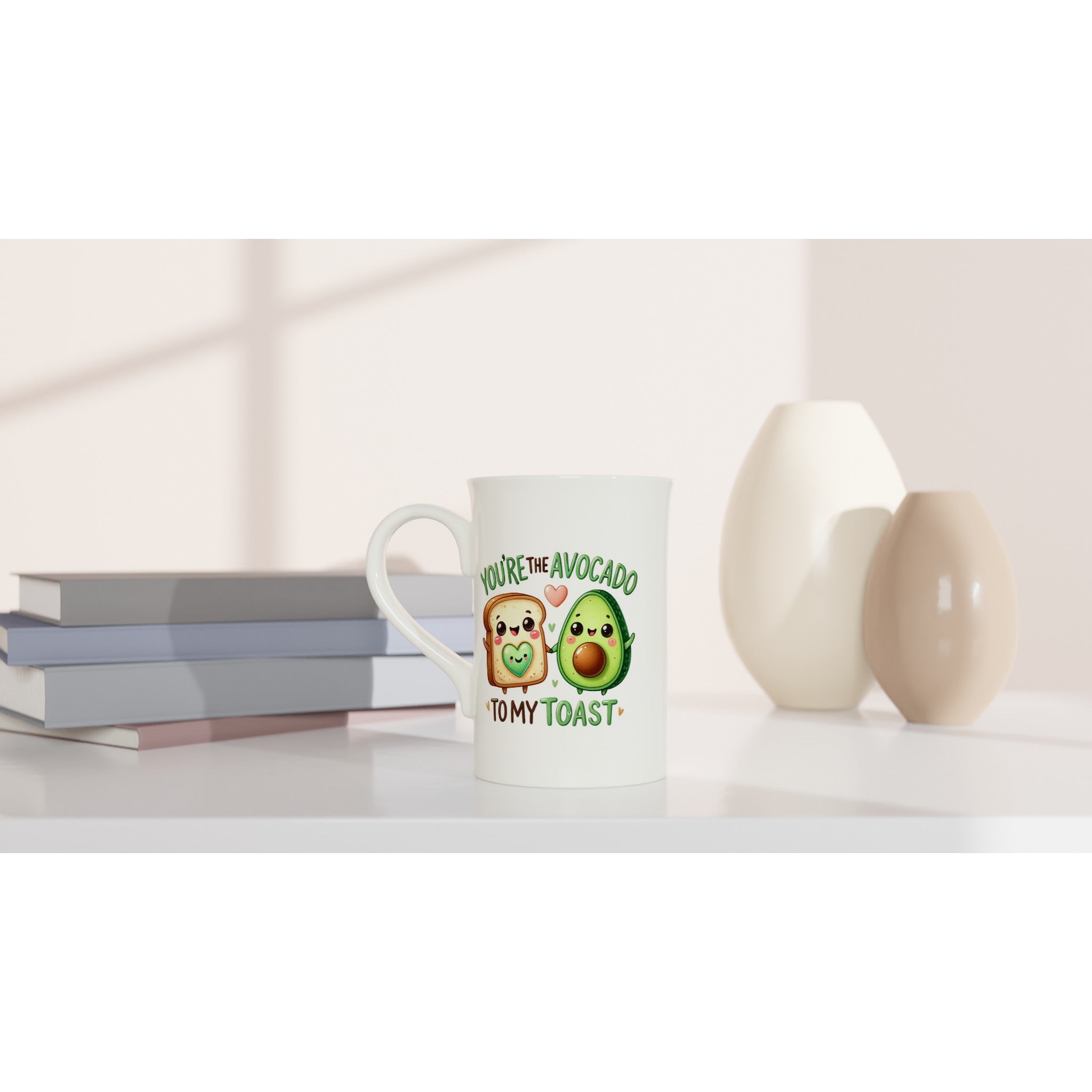 You're The Avocado To My Toast, Valentine - White 10oz Porcelain Slim Mug Porcelain Mug Food Globally Fulfilled Love