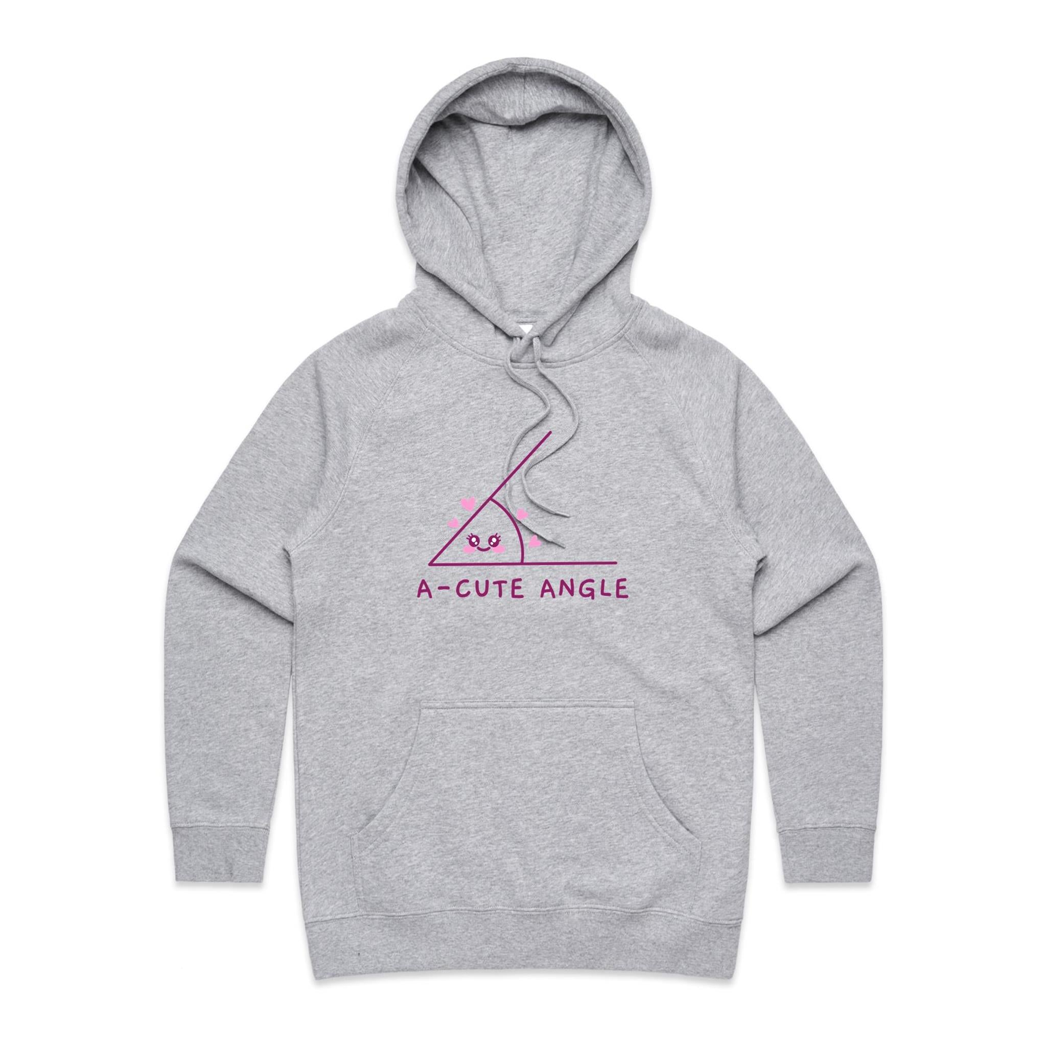 A-Cute Angle, Maths - Womens Hoodie Grey Marle Womens Hoodie Maths Printed In Australia