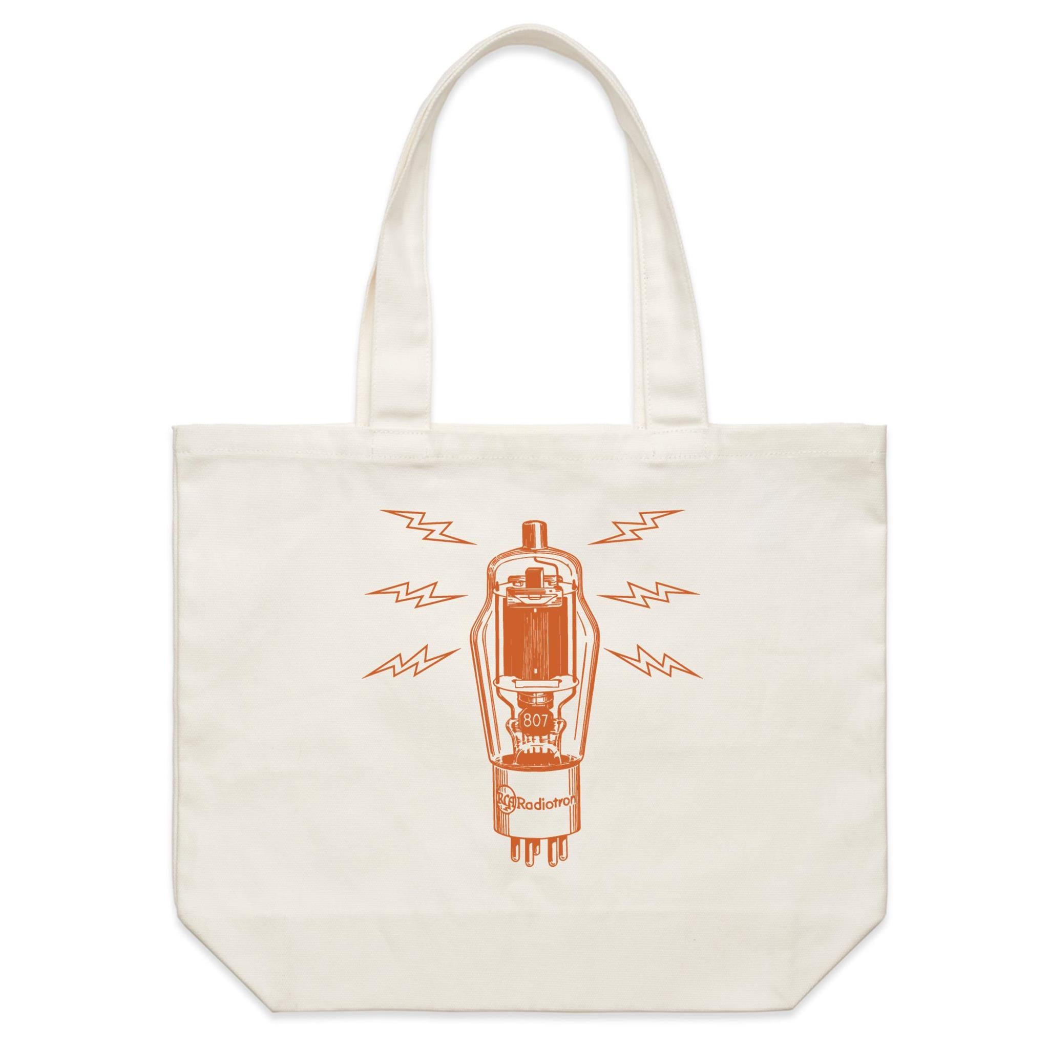 Vintage Vacuum Tube - Shoulder Canvas Tote Bag Default Title Large Tote Bag Music Printed In Australia