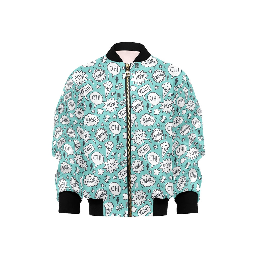 Comic Book Speech Bubbles Kids Bomber Jacket XL Kids Bomber Jacket comic Printed Offshore
