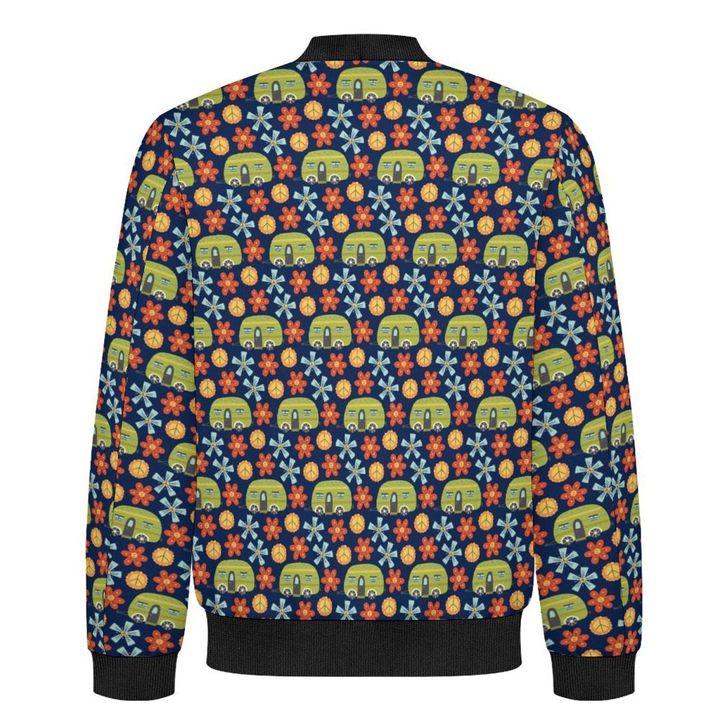 Hippie Caravan Men's Casual Zip‑Up Bomber Jacket