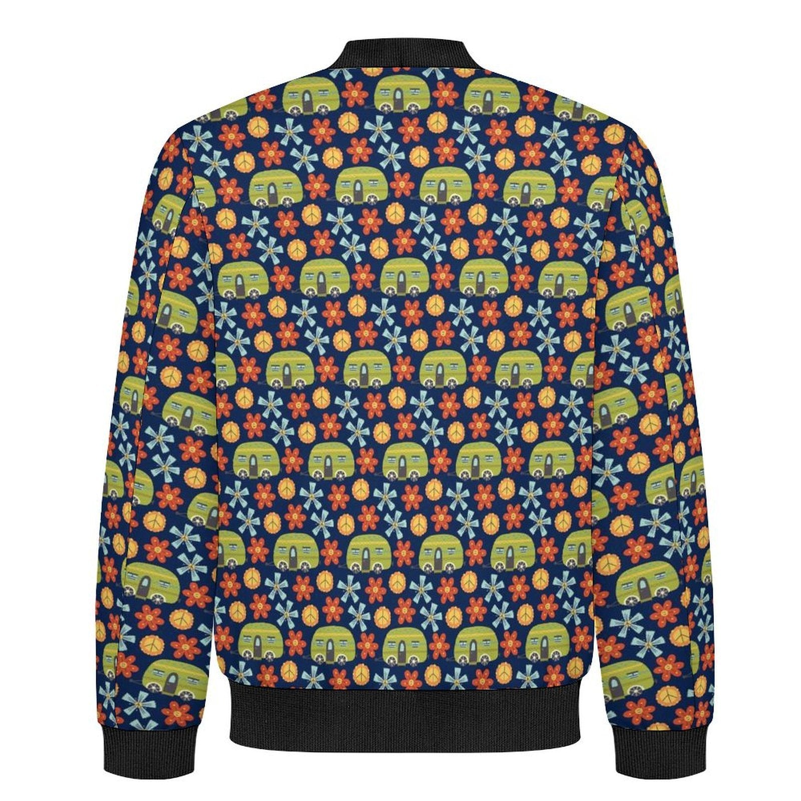 Hippie Caravan Men's Casual Zip‑Up Bomber Jacket