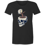 Coffee Skull - Womens T-shirt Black Womens T-shirt Coffee Printed In Australia