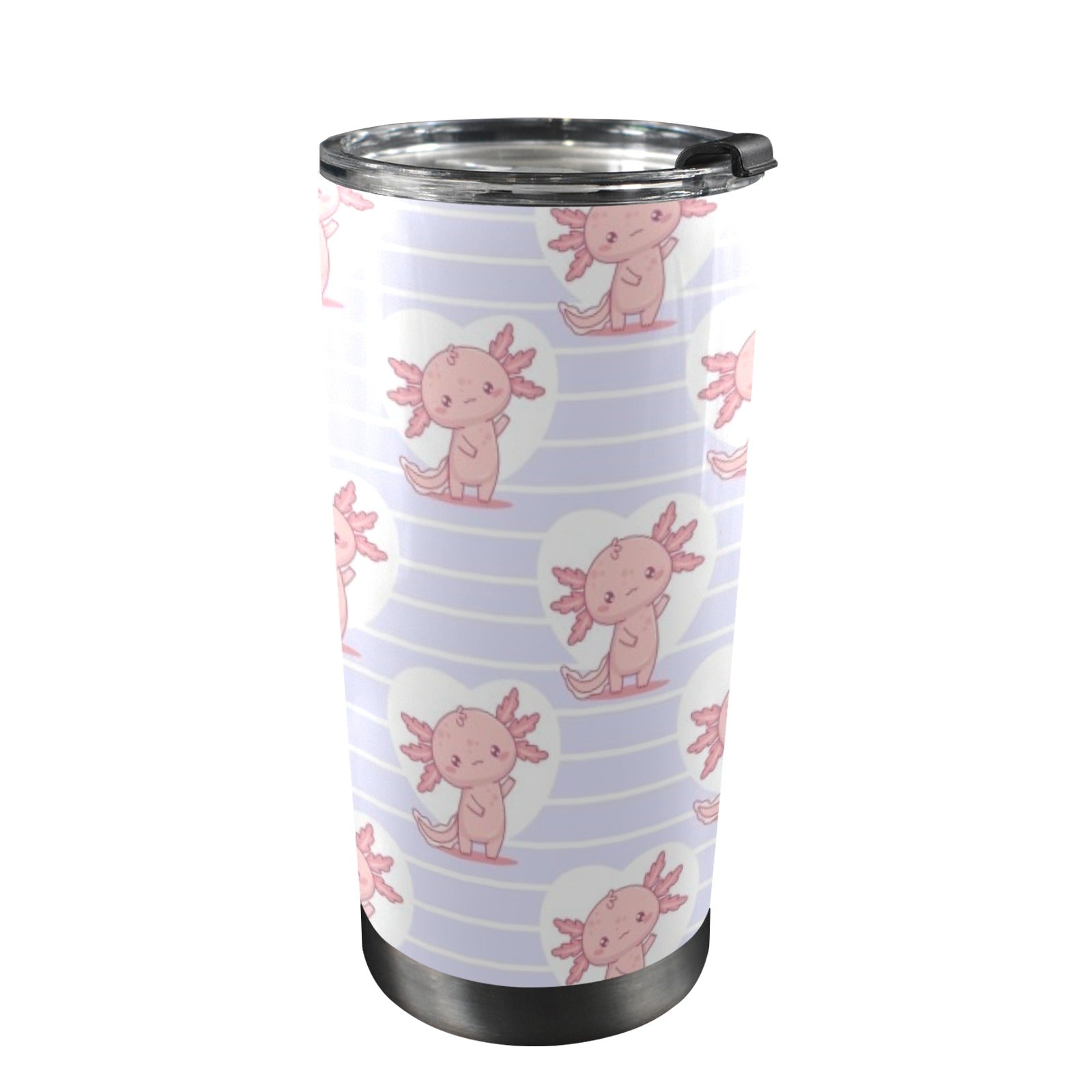 Axolotl Love 20oz Mobile Tumbler with Lid (Black Lock) One Size 20oz Travel Mug animal Printed Offshore