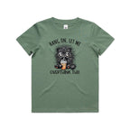 Frazzled Cat, Hang On Let Me Overthink This Kid's AS Colour T-shirt Sage Kids Youth T-shirt animal Printed In Australia