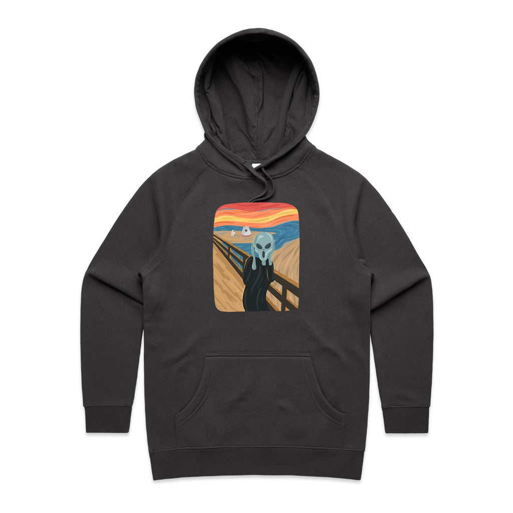 Alien Scream - Womens Hoodie Coal Womens Hoodie Printed In Australia Sci Fi