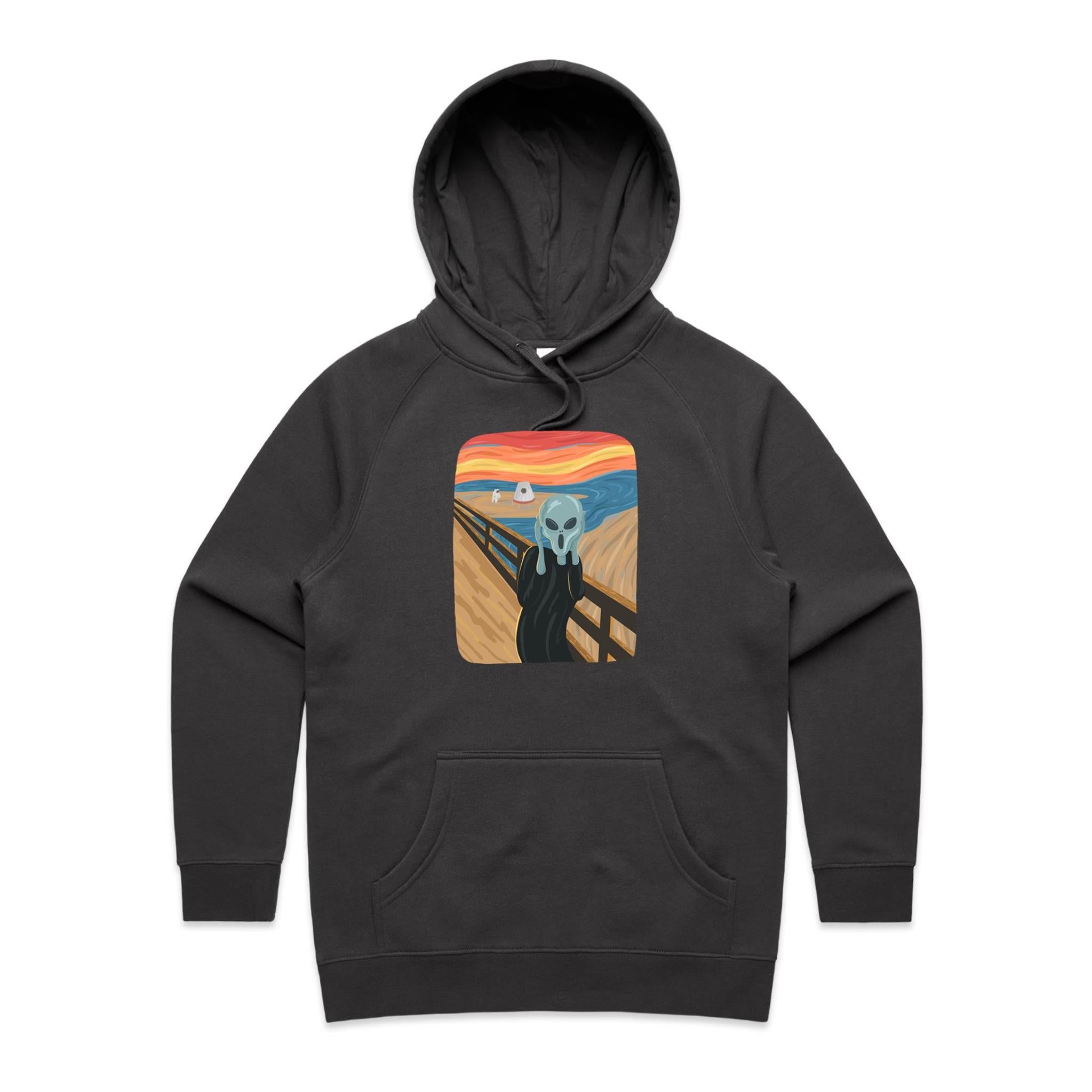 Alien Scream - Womens Hoodie Coal Womens Hoodie Printed In Australia Sci Fi