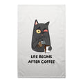 Life Begins After Coffee AS Colour Tea Towel White One Size Tea Towel Coffee Printed In Australia