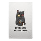 Life Begins After Coffee - AS Colour Tea Towel White One Size Tea Towel Coffee Printed In Australia
