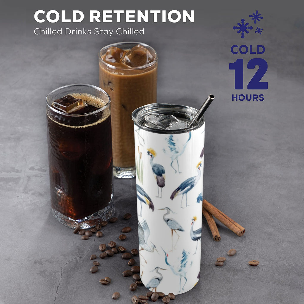 Crane Birds 20oz Tall Skinny Tumbler with Lid and Straw