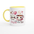 You're The Sugar To My Tea, Valentine - White 11oz Ceramic Mug with Colour Inside Ceramic Yellow Colour 11oz Mug Food Globally Fulfilled Love