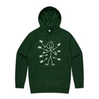 Ow! Everything Hurts Stick Figure Men's AS Colour Hoodie Forest Green Mens Hoodie Printed In Australia