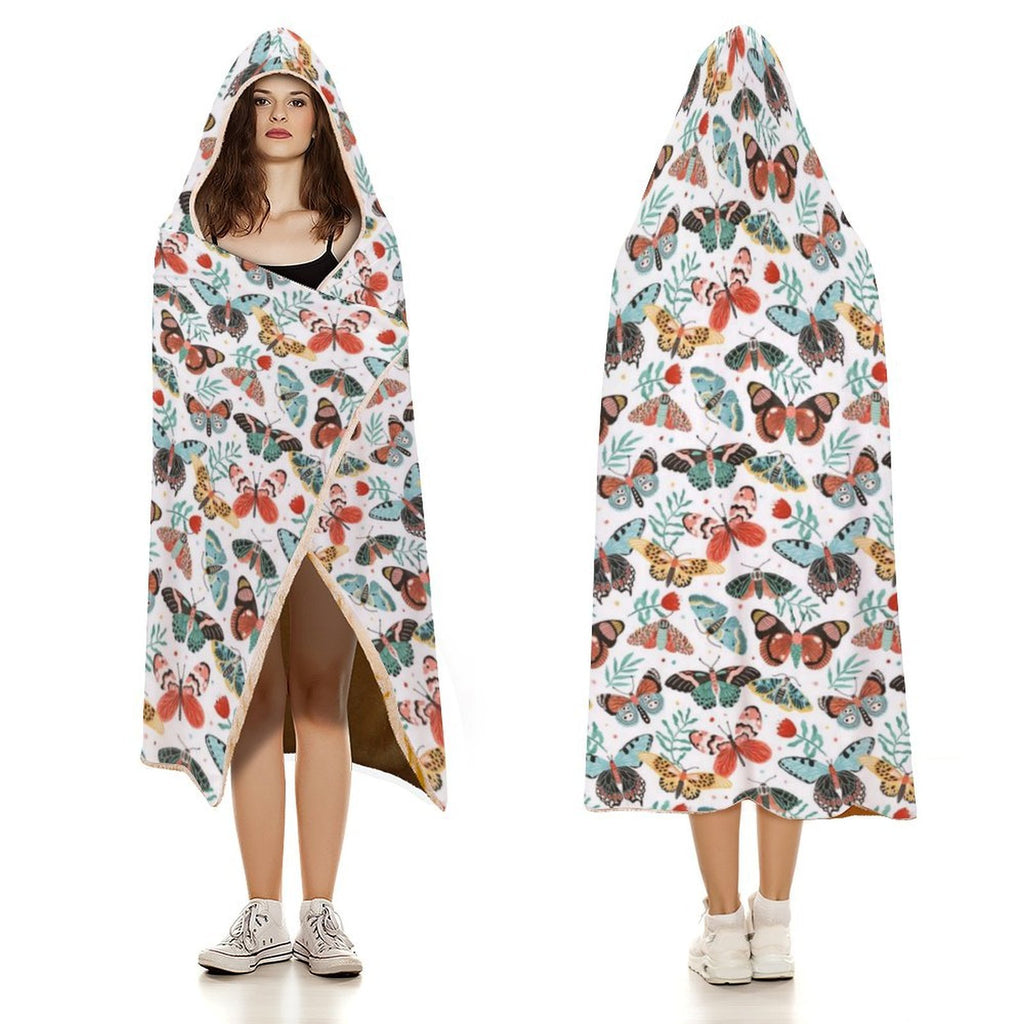 Pretty Moths And Butterflies Kids Hooded Blanket 100cm x 130cm