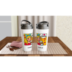 Personalised I Love Coffee, Retro Pop Art White 15oz Stainless Steel Travel Mug Personalised Travel Mug Coffee comic Globally Fulfilled Retro