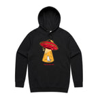 UFO, Here For The Cats - Mens Hoodie Black Mens Hoodie animal Printed In Australia Sci Fi