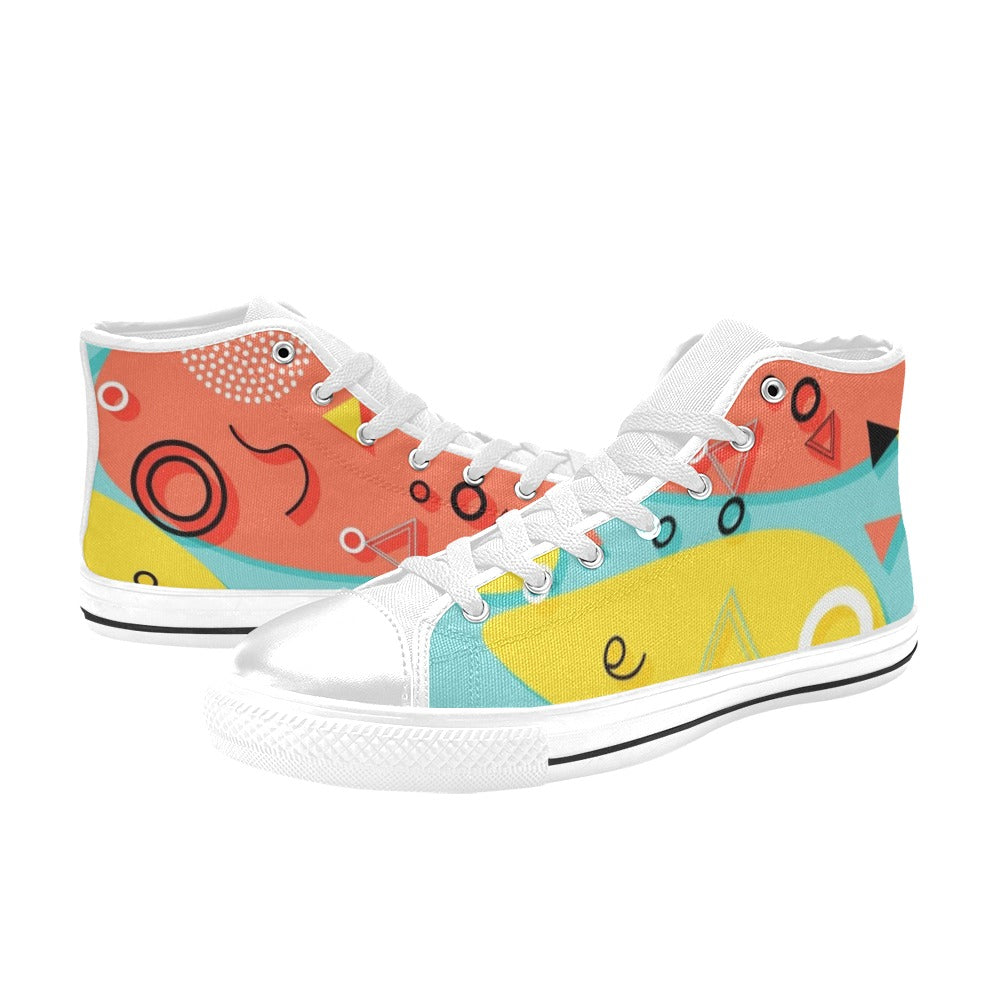 Abstract 80's Women's High Top Canvas Shoes Womens Classic High Top Shoes Printed Offshore Retro