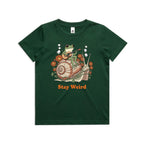 Stay Weird, Guitar Playing Frog On A Snail Kid's AS Colour T-shirt Forest Green Kids Youth T-shirt animal Music Printed In Australia