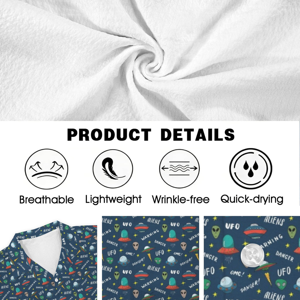 UFO's And Aliens Men's Crinkle Hawaiian Shirt