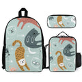 Cat Stretch Three Piece Backpack Set white One size Three Piece Backpack Set Printed Offshore