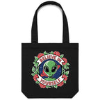 Believe In Yourself, Alien - Canvas Tote Bag Black One Size Tote Bag Motivation Positivity Printed In Australia Sci Fi
