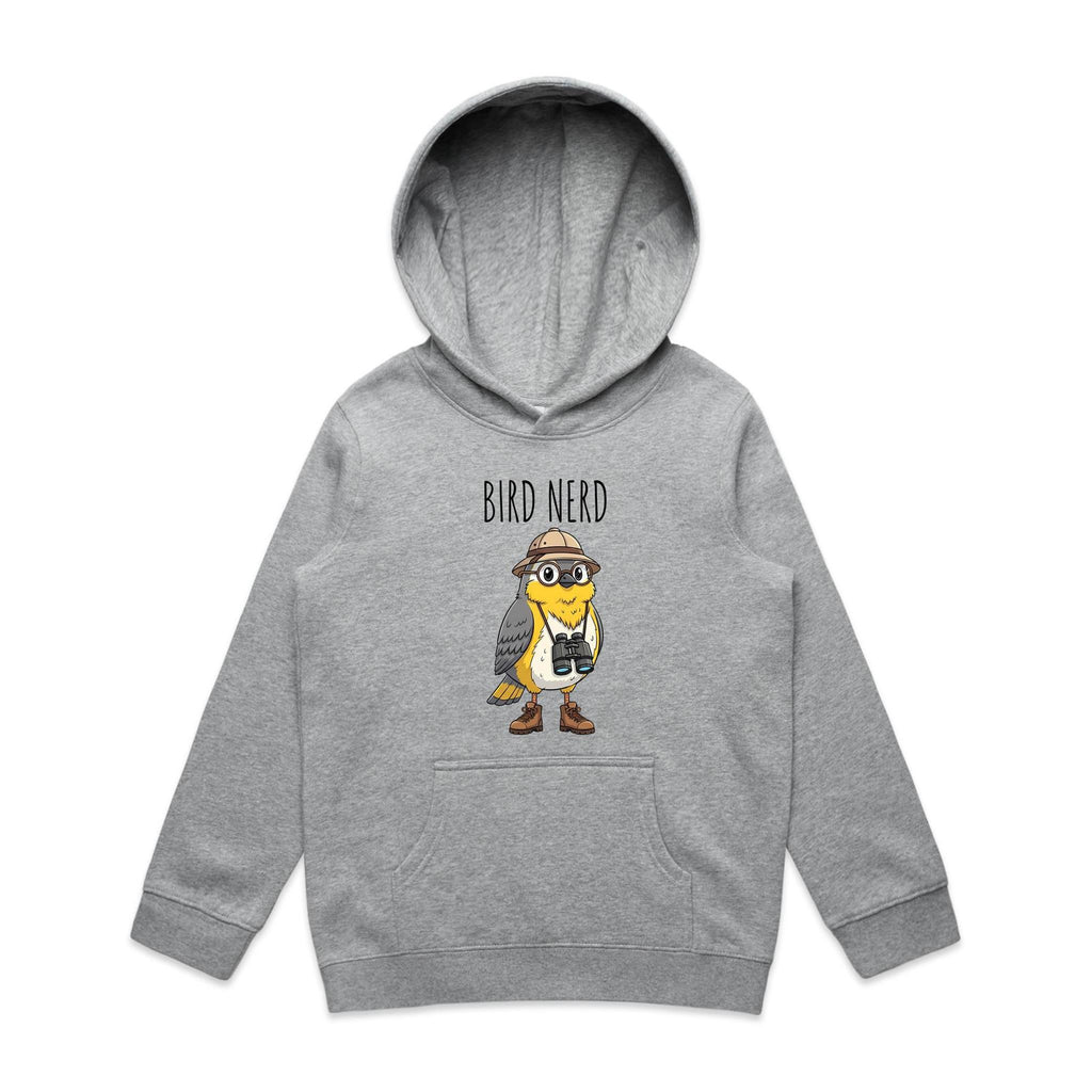 Bird Nerd 2 Kid's AS Colour Hoodie Grey Marle Kids Hoodie animal Birds Printed In Australia