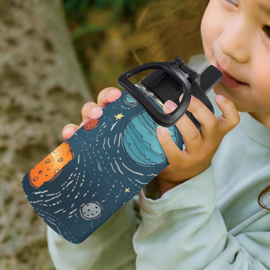Galaxy 12oz Kids Water Bottle with Straw Lid