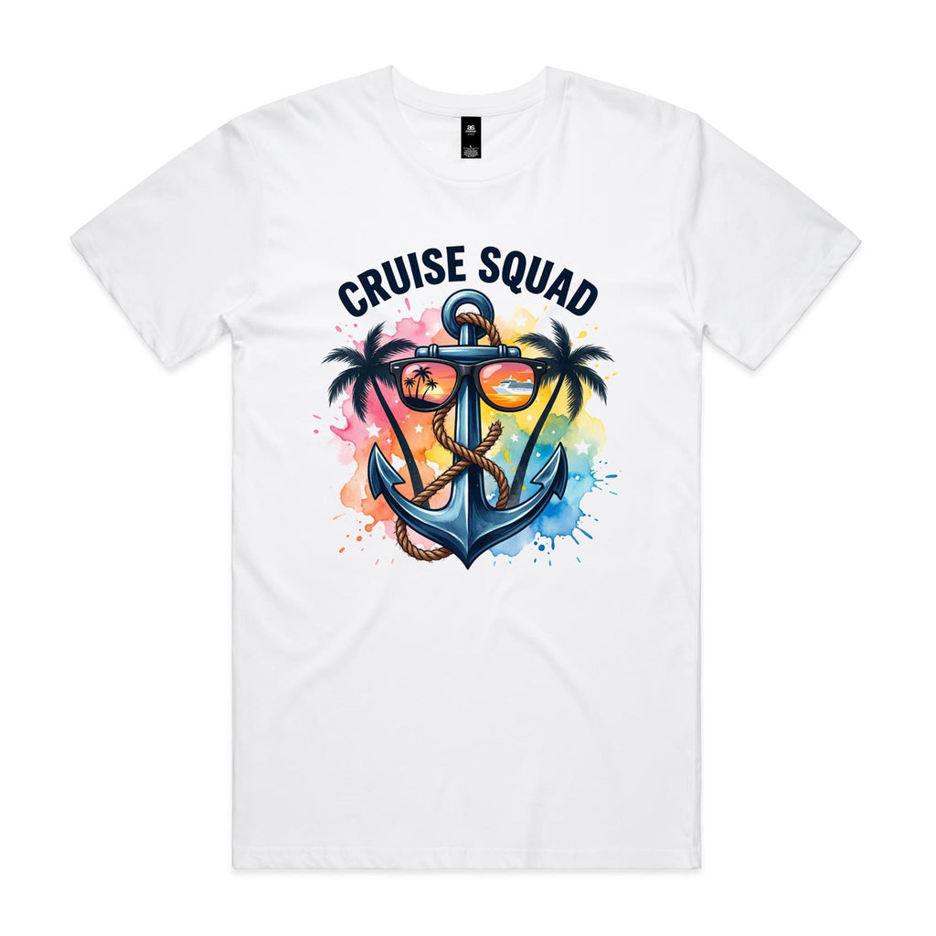 Cruise Squad, Anchor Mens Cruise T-shirt White Mens Cruise T-shirt Cruise Printed In Australia
