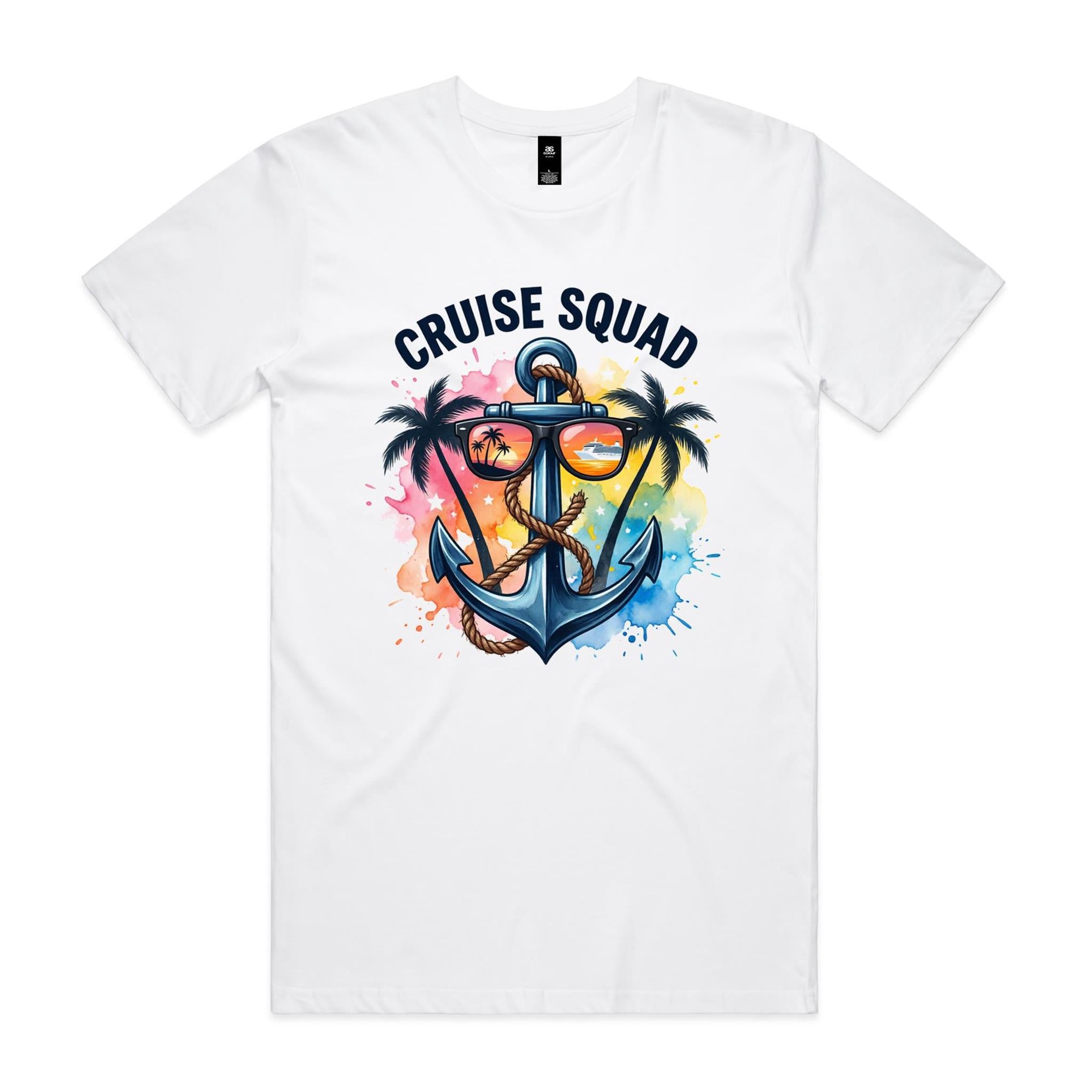 Cruise Squad, Anchor Mens Cruise T-shirt White Mens Cruise T-shirt Cruise Printed In Australia