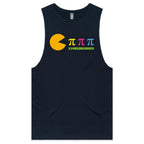 Hungry Pi - Mens Tank Top Tee Navy Drop Arm Tank Top Games Maths Printed In Australia