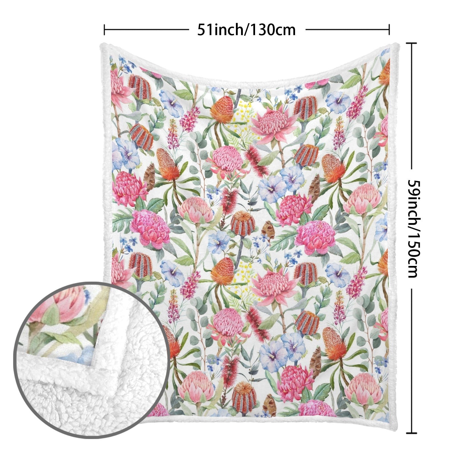 Australian Flowers - Double-Layer Fleece Blanket 51"x59"