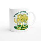 Treat People With Kindness - White 11oz Ceramic Mug White 11oz Mug funny Globally Fulfilled positivity retro