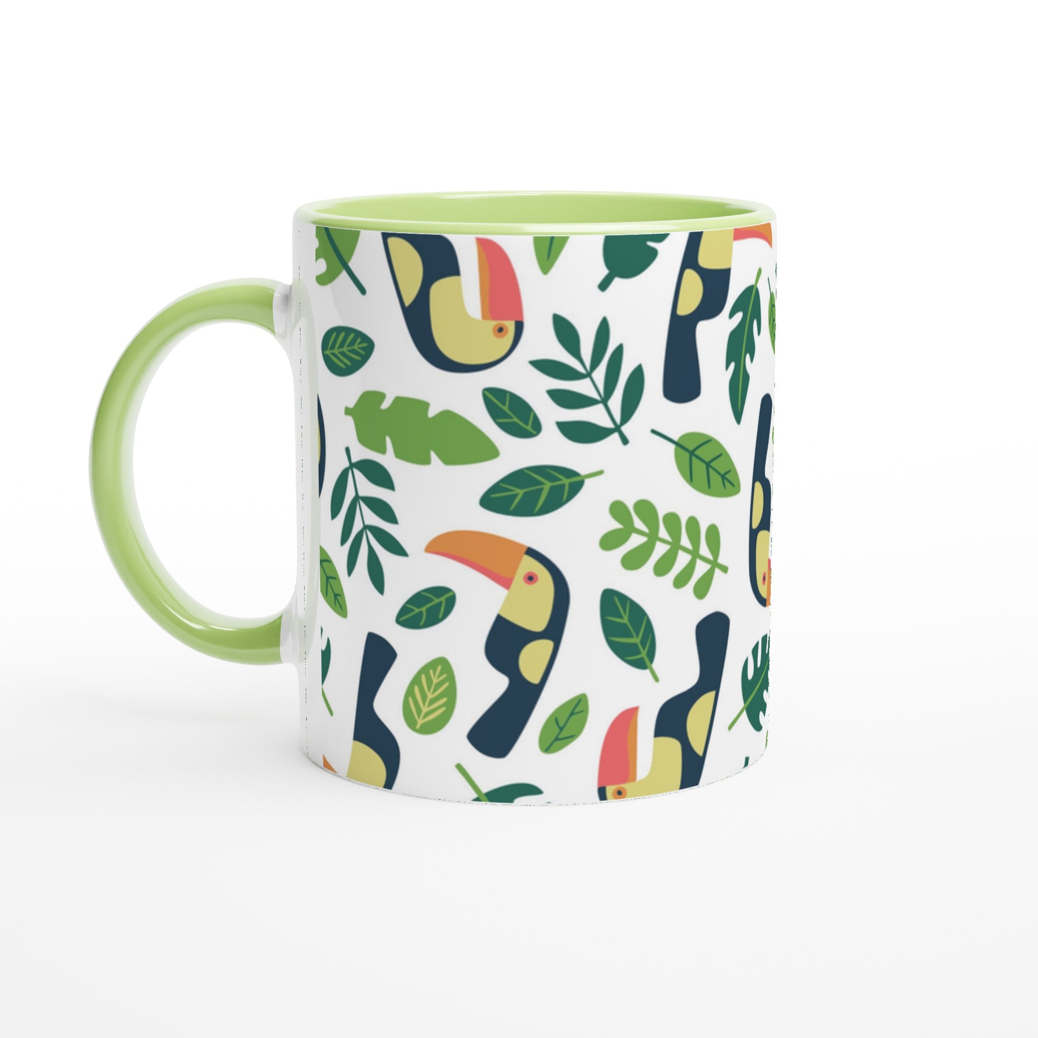 Toucans - White 11oz Ceramic Mug with Colour Inside Ceramic Green Colour 11oz Mug Globally Fulfilled