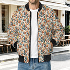 Whimsical Leaf Swirl Men's Casual Zip‑Up Bomber Jacket