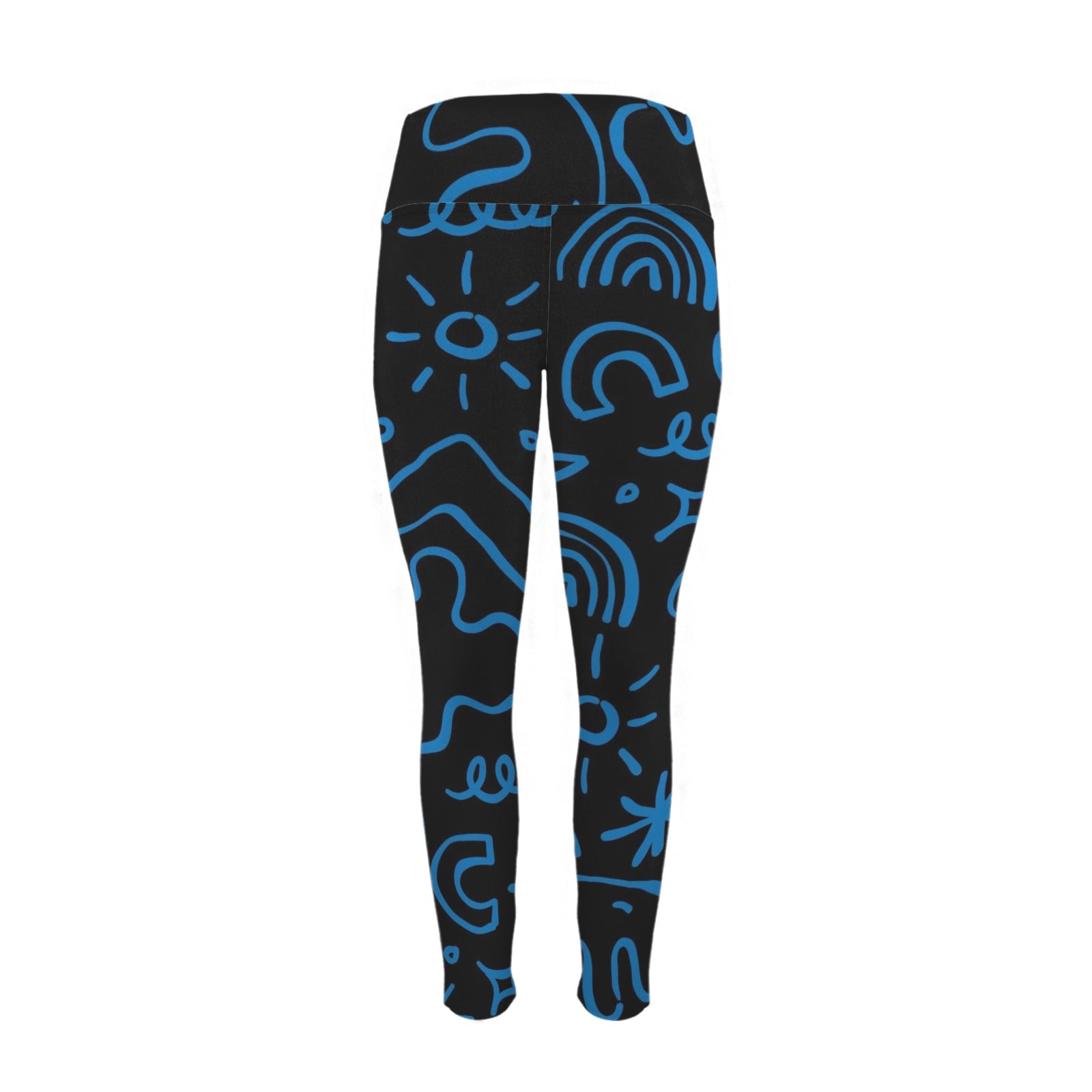 Blue Squiggle - Women's High Waist Pockets Yoga Leggings
